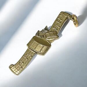 Drum Musical Charm Pendant Bronze Tone Discovery of California 1980s Vintage 1"